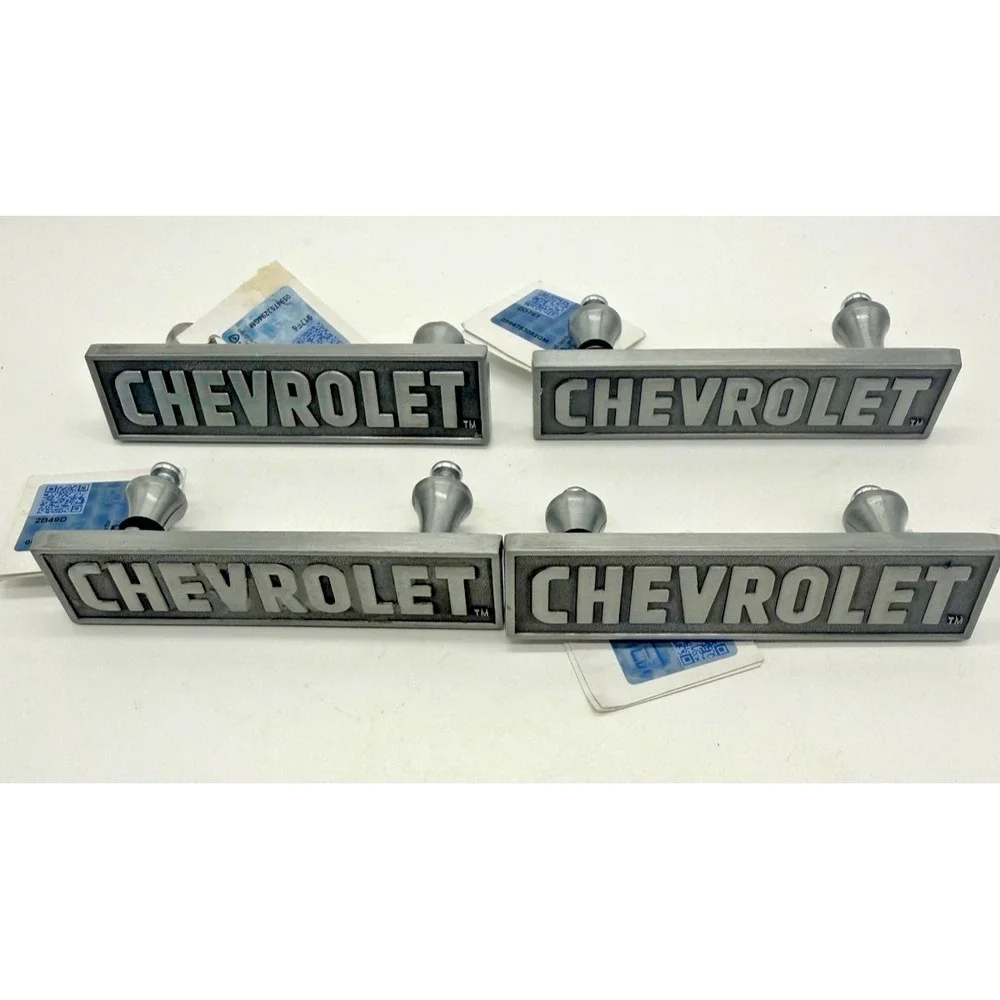 Chevrolet Drawer Pull Handles Silver‎ 5in Satin Zinc Cabinet Set of 4
